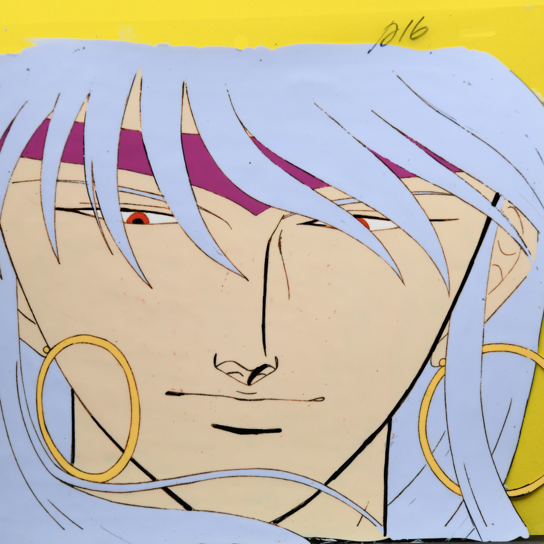 Shurato: The Legend of the Heavenly Sphere – Gai Kuroki Close-Up, Wind in His Hair – original animation production artwork – detail 3