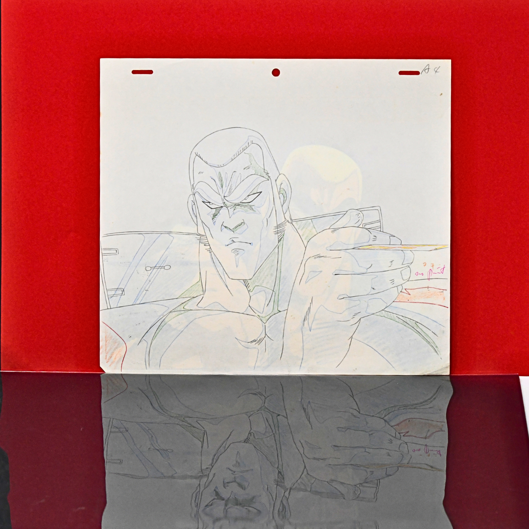 Sakigake!! Otokojuku – J Throwing a Card – original animation production artwork – detail 4