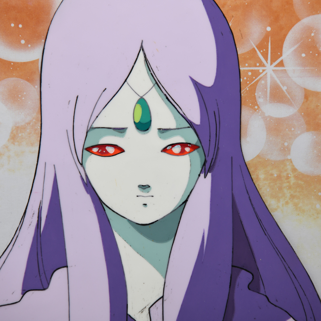 Birth (バース, Kaname Production/Idol, 1984): Hand-Painted Production Cel of Arlia on Copy Background