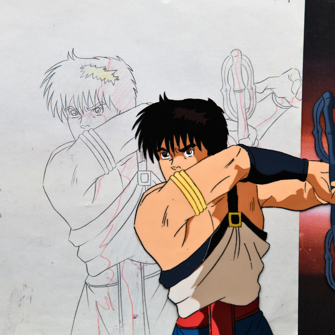 Shurato: The Legend of the Heavenly Sphere – Shurato Hidaka Holding His Vajra – original animation production artwork – detail 4