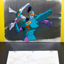 Load image into Gallery viewer, Shurato - Antela with weapon - Original Production Anime Cel and Douga + Background