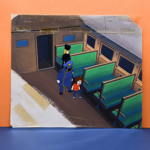 Galaxy 999 + Tetsuro, Maetel and the Train Captain - Original Production Cel Anime  + Original Background