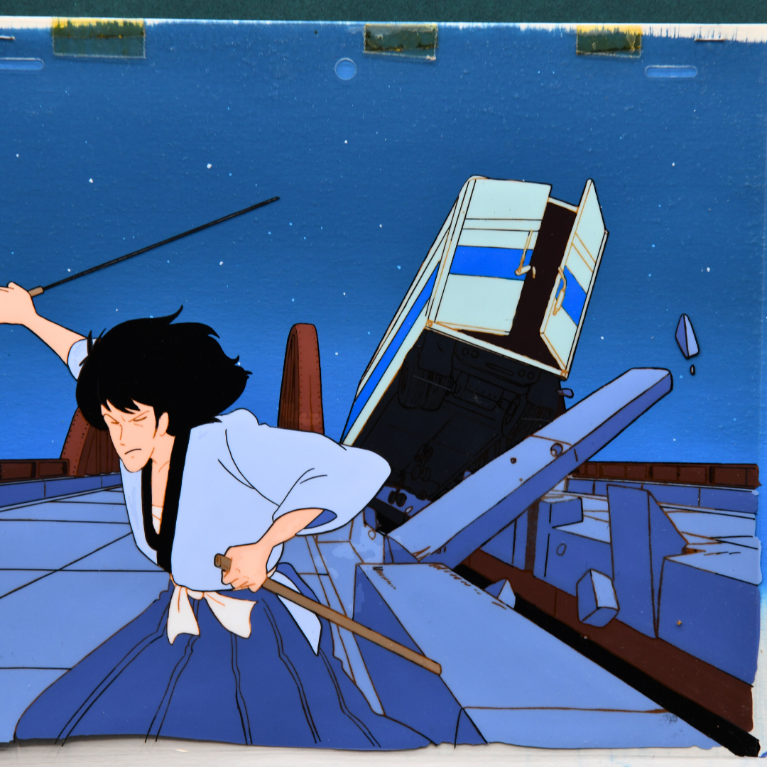 Lupin III – Goemon Ishikawa XIII Slashing the Road with His Katana – original animation production artwork