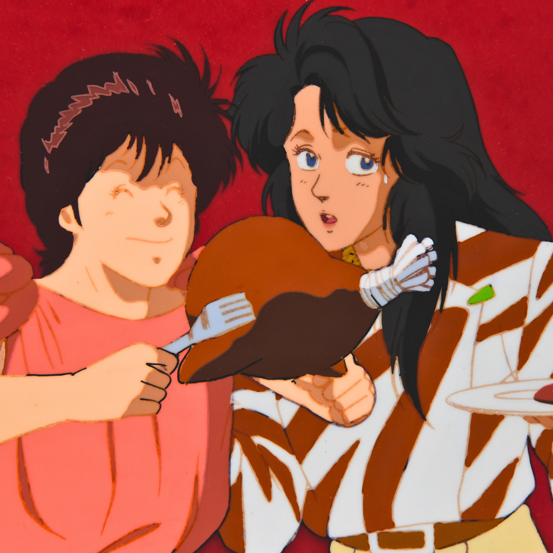 City Hunter – Kaori Serving a Massive Chicken – original animation production artwork – detail 3