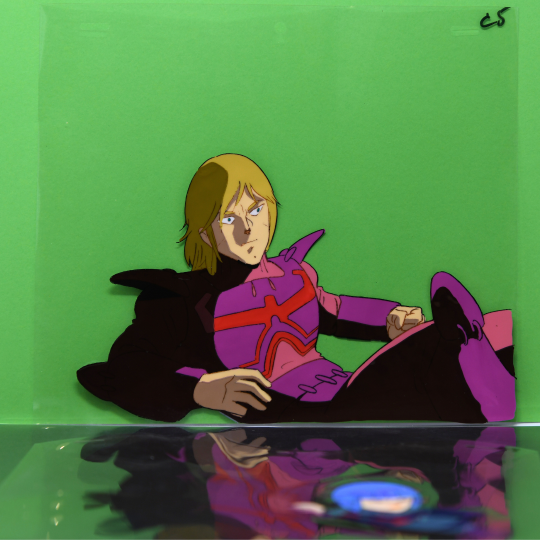 Aura Battler Dunbine - Shot Weapon & Muisy Por in Spaceship- Original Production Cels (2) + Dougas & OG Backgound