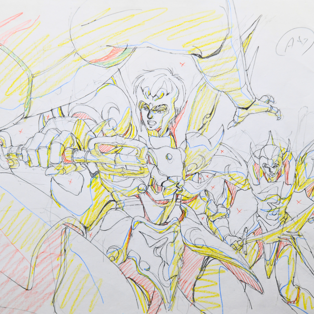 Shurato: The Legend of the Heavenly Sphere – Shurato Hidaka Battle Scene – original animation production artwork – detail 9