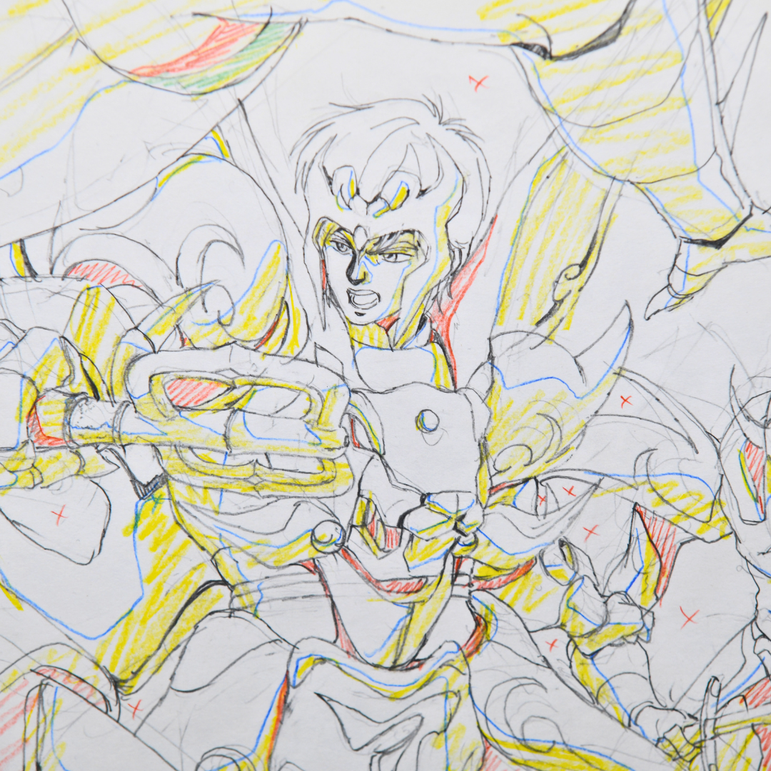 Shurato: The Legend of the Heavenly Sphere – Shurato Hidaka Battle Scene – original animation production artwork – detail 10
