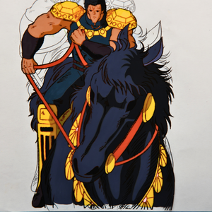 Fist of the North Star - Tetsuo Hara - Raoh riding Kokuoh-Go - Original Animation Cel and Douga Attached B13