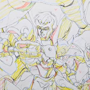 Shurato - Full Set Shurato Hidaka Battle Scene - Original Production Anime Cel, Douga, Genga, Storyboard, and Background (5 Sheets)