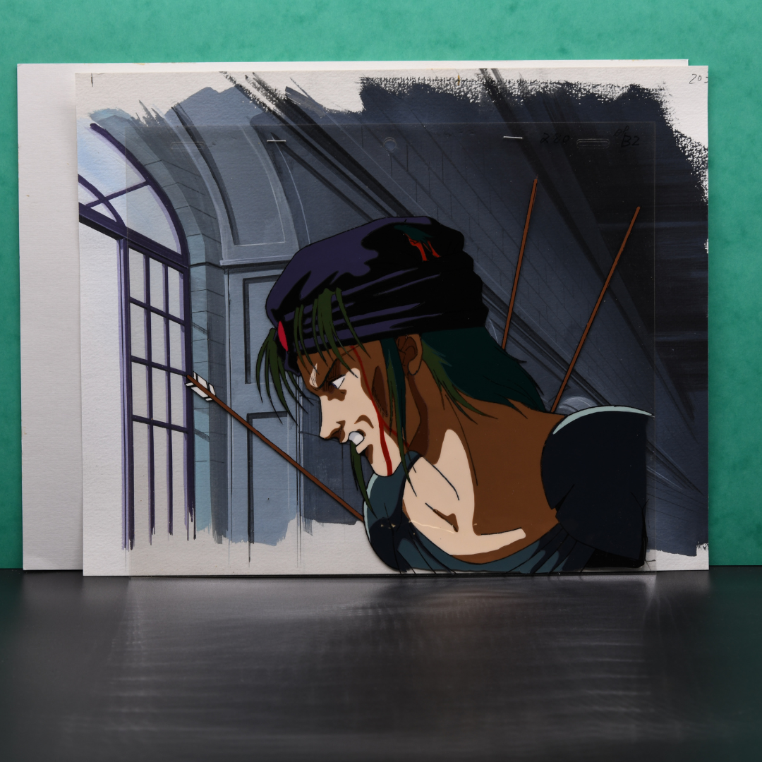 Shurato: The Legend of the Heavenly Sphere – Mayuri Wounded by Arrows – original animation production artwork – detail 4