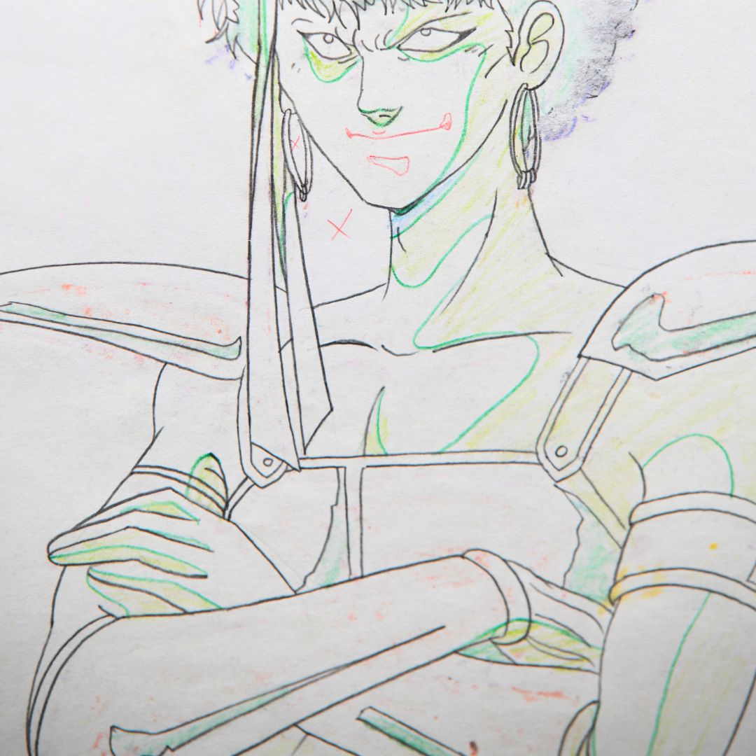 Shurato: The Legend of the Heavenly Sphere – Kubilah Katei, Arms Crossed – original animation production artwork – detail 13