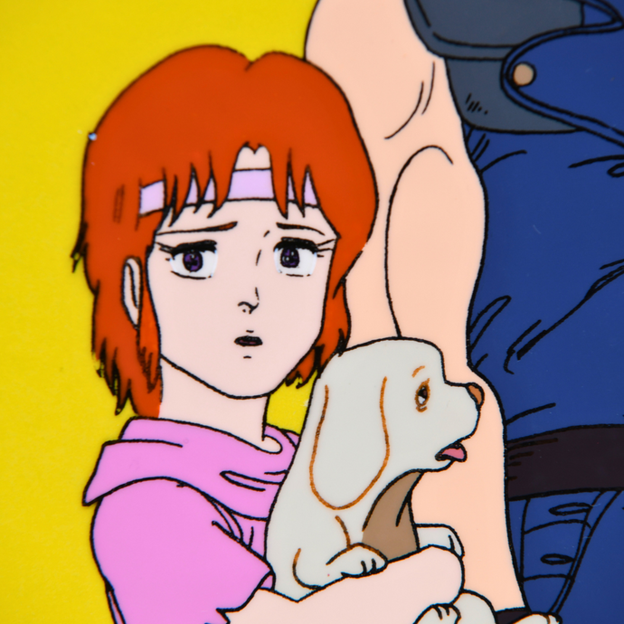 Fist of the North Star - Lin, Ken, and Bat with Dog - Original Animation Cel and Douga (Rare Trio + Adorable Dog)