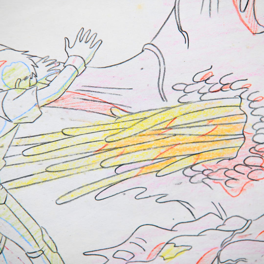 AKIRA: Kaneda Faces Tetsuo Blob Form – Production Douga (Toho, 1988) – original animation production artwork – detail 4