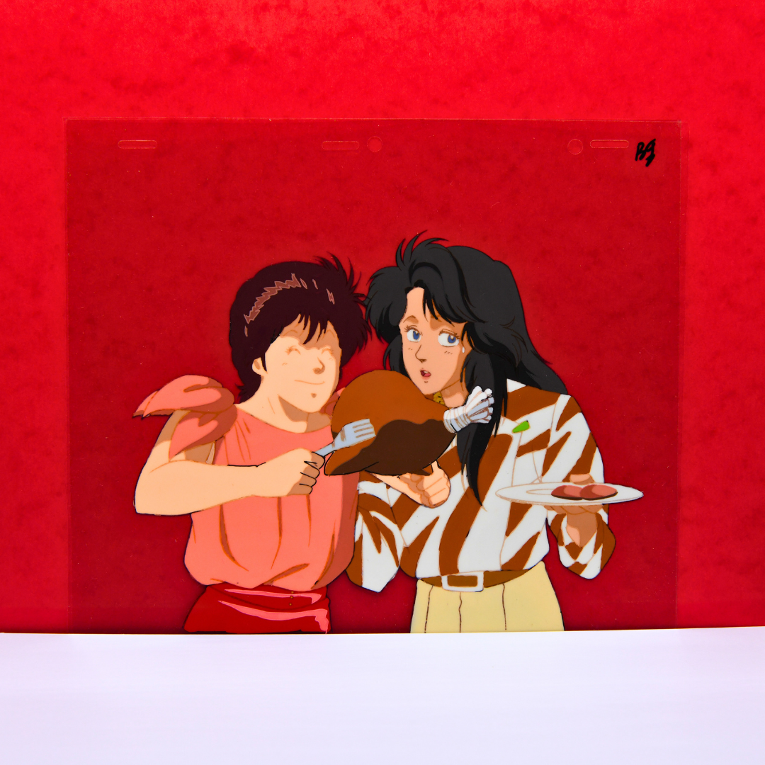 City Hunter - Kaori serving a massive Chicken - Original Anime Production Cel