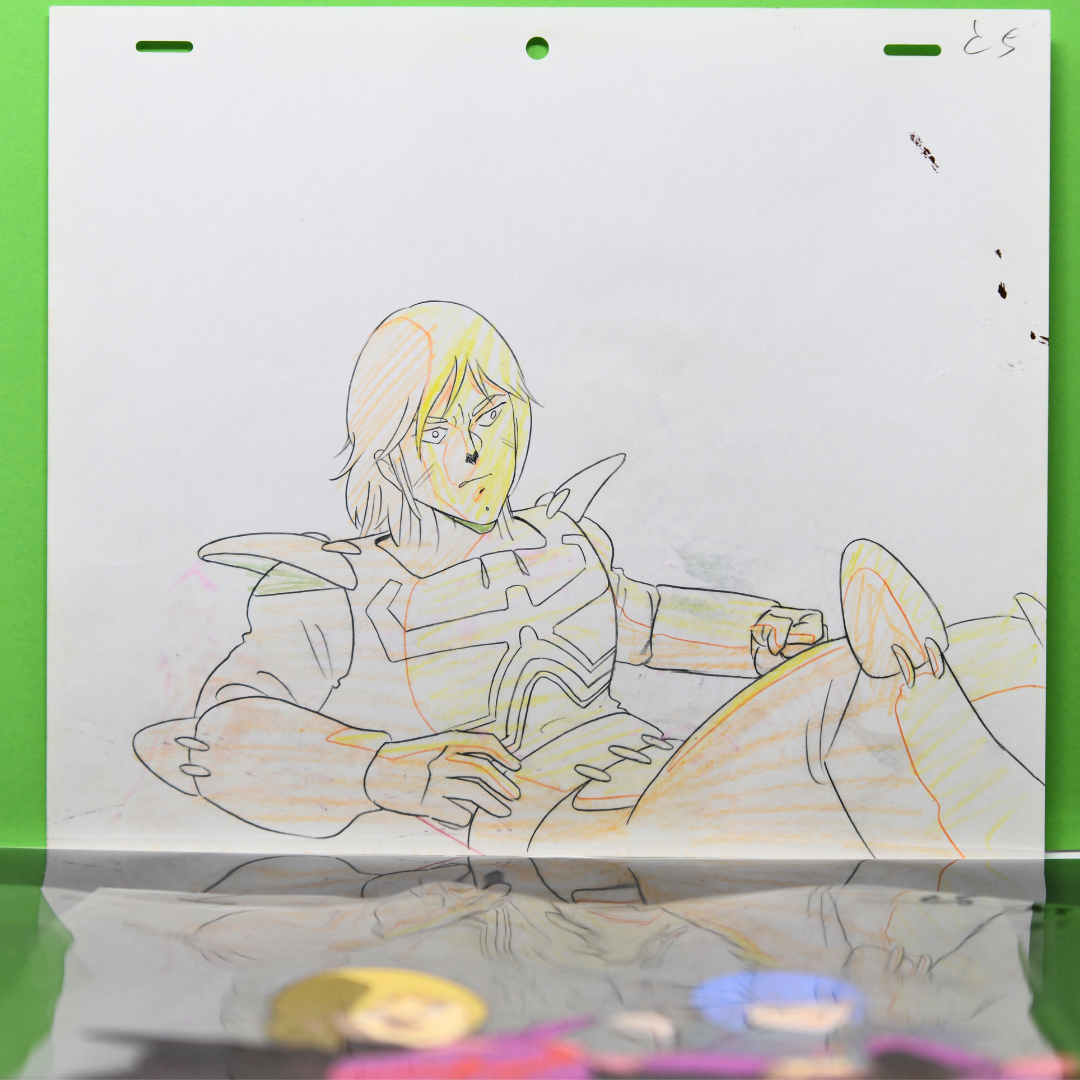 Aura Battler Dunbine – Shot Weapon & Muisy Por in Spaceship – original animation production artwork – detail 4