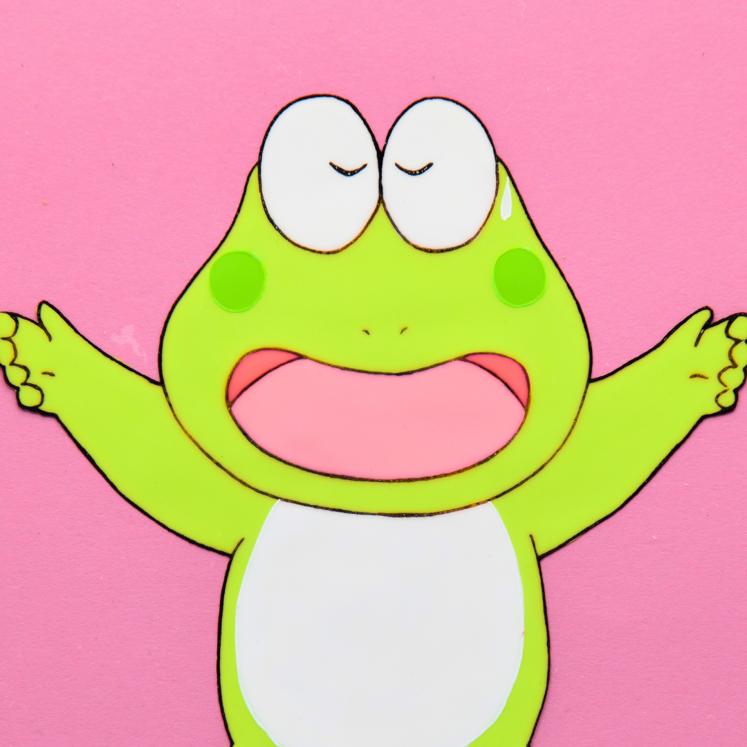 10 Frogs: Two Frogs Production Cel (Toei Video/Tohokushinsha/Trans Arts, ca. 1990s) – original animation production artwork