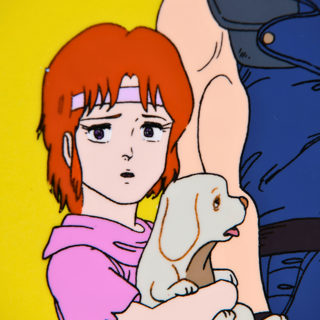 Fist of the North Star (Hokuto no Ken) – Lin, Kenshiro and Bat with Dog – original animation production artwork