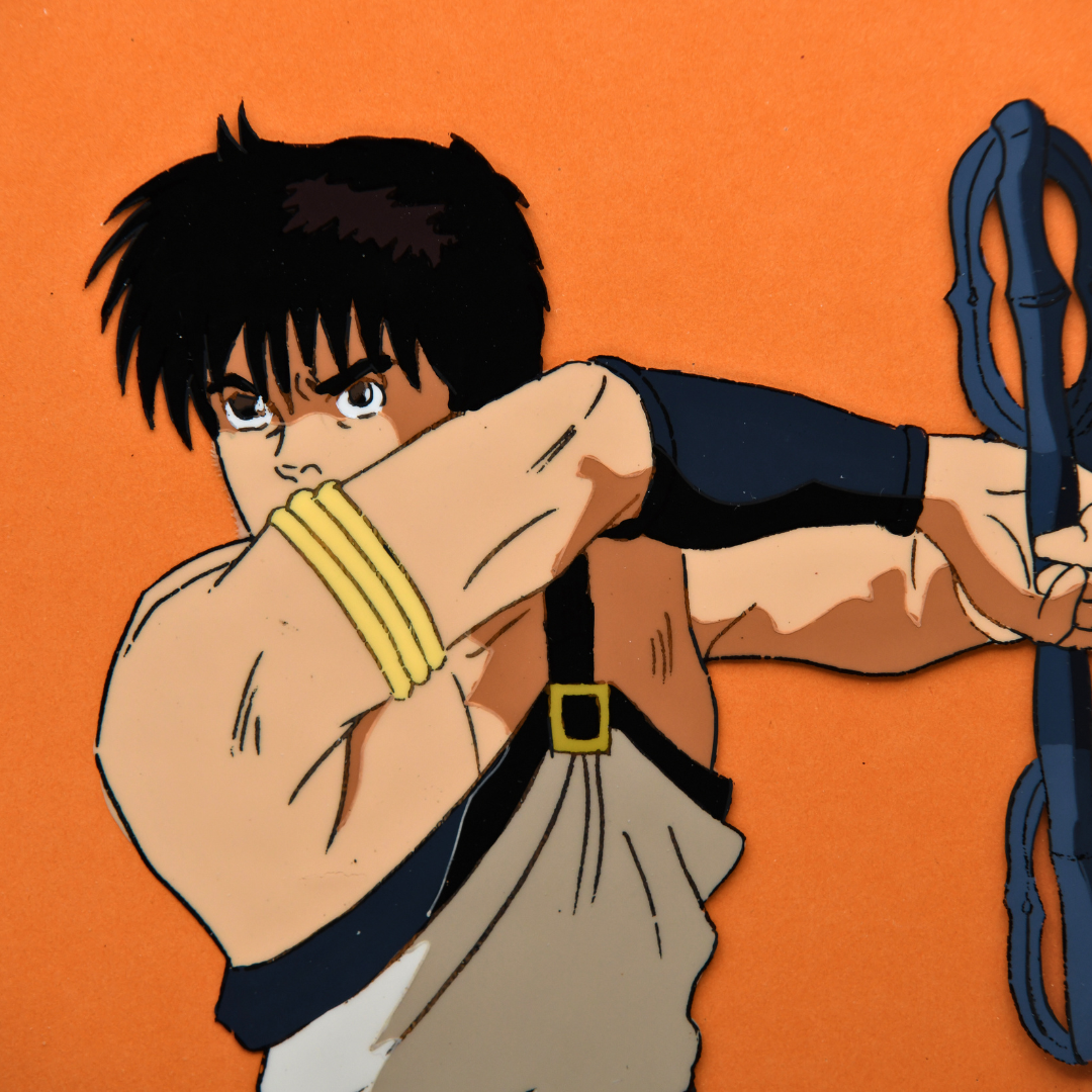 Shurato: The Legend of the Heavenly Sphere – Shurato Hidaka Holding His Vajra – original animation production artwork – detail 6