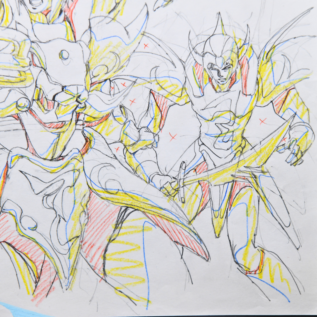 Shurato: The Legend of the Heavenly Sphere – Shurato Hidaka Battle Scene – original animation production artwork – detail 11