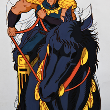 Load image into Gallery viewer, Fist of the North Star - Tetsuo Hara - Raoh riding Kokuoh-Go - Original Animation Cel and Douga Attached B13