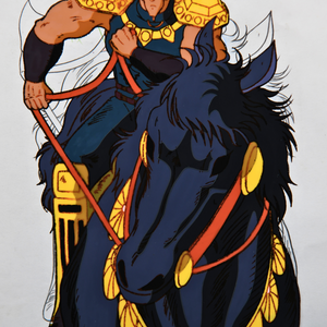 Fist of the North Star - Tetsuo Hara - Raoh riding Kokuoh-Go - Original Animation Cel and Douga Attached B13