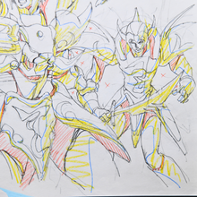 Load image into Gallery viewer, Shurato - Full Set Shurato Hidaka Battle Scene - Original Production Anime Cel, Douga, Genga, Storyboard, and Background (5 Sheets)