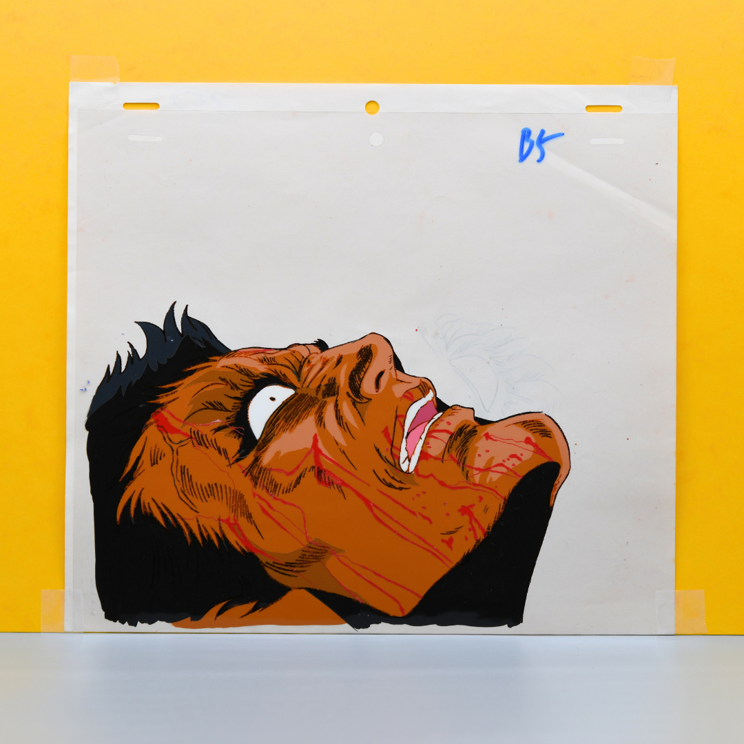 Fist of the North Star (Hokuto no Ken) – Raoh Suffering – Original Animation Cel and Douga (Stuck) (Toei Animation, 1987)