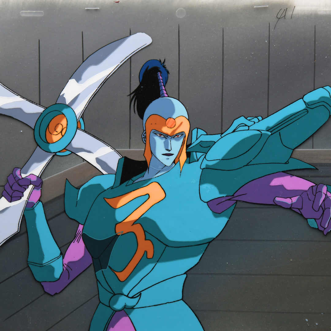 Shurato: The Legend of the Heavenly Sphere – Antela with Weapon – original animation production artwork – detail 2
