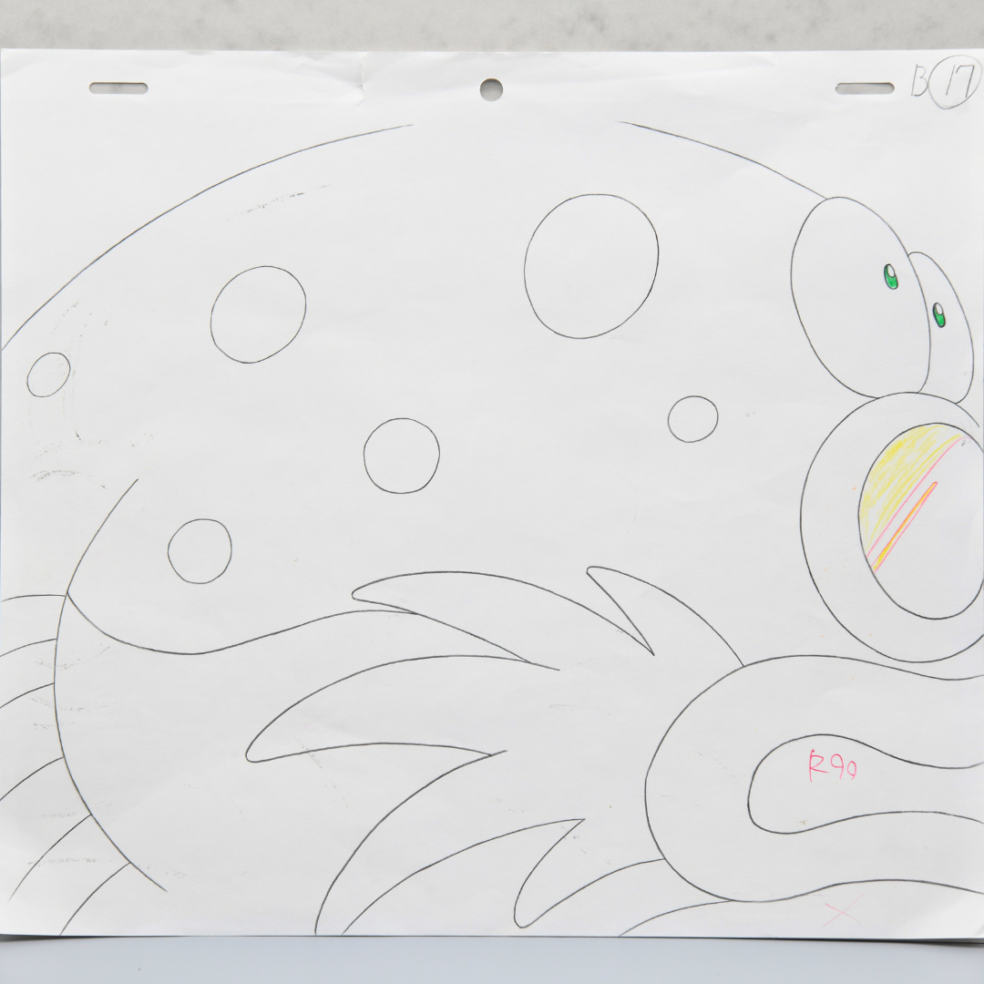 10 Frogs: Funny Fish Production Cel + Dōga (Toei Video/Tohokushinsha/Trans Arts, ca. 1990s) – original animation production artwork – detail 4