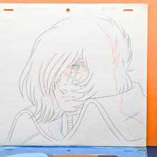 Load image into Gallery viewer, Captain Harlock - Captain Harlock Close Up - Original Production Anime Cel + Douga + Original Background and Studio Envelope