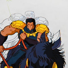 Load image into Gallery viewer, Fist of the North Star - Tetsuo Hara - Raoh riding Kokuoh-Go - Original Animation Cel and Douga Attached B13