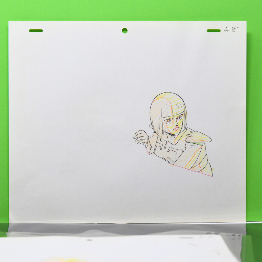 Aura Battler Dunbine – Shot Weapon & Muisy Por in Spaceship – original animation production artwork – detail 7