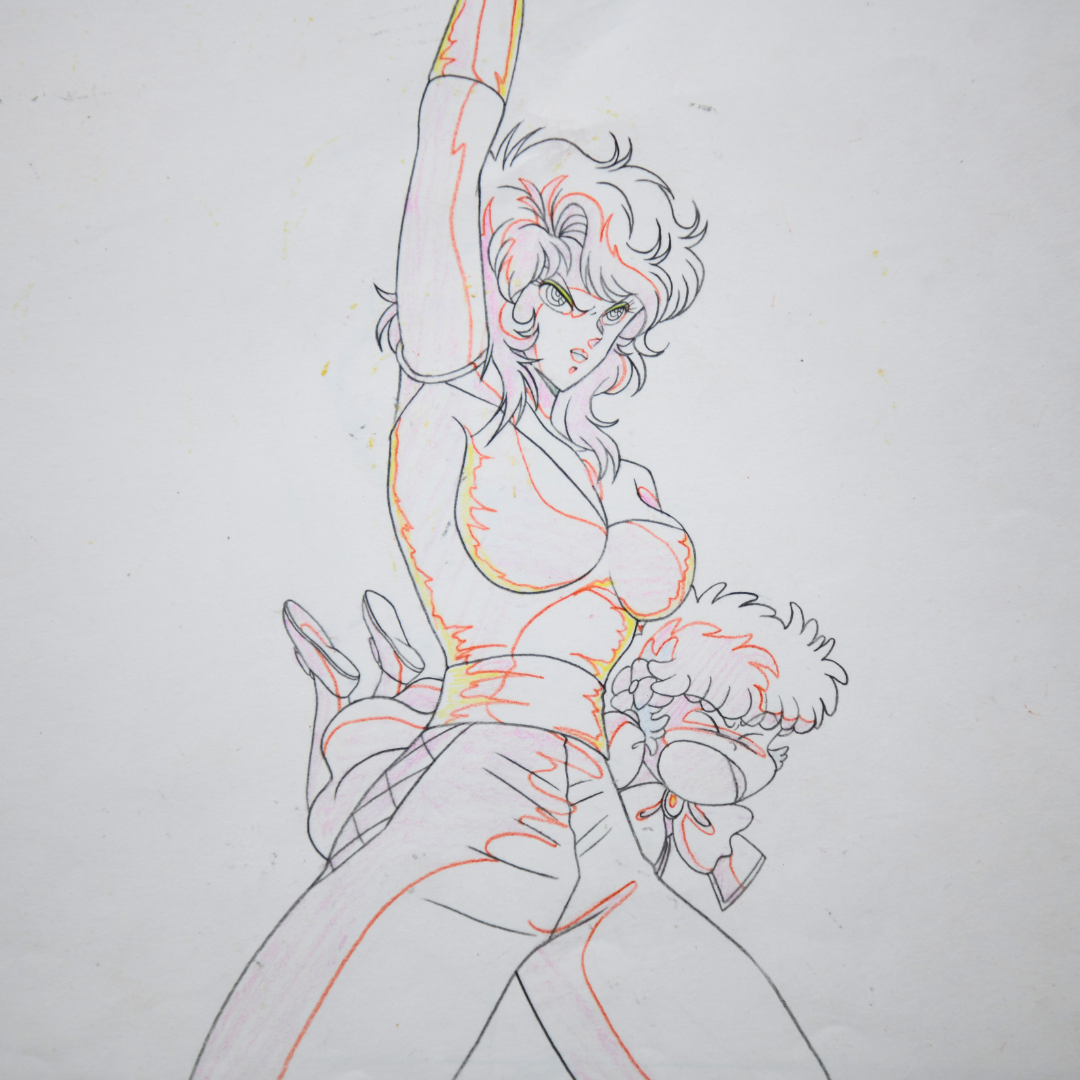 Project A-Ko: The Versus – Liza Holding C-Ko Kotobuki, Heroic Pose – original animation production artwork – detail 6