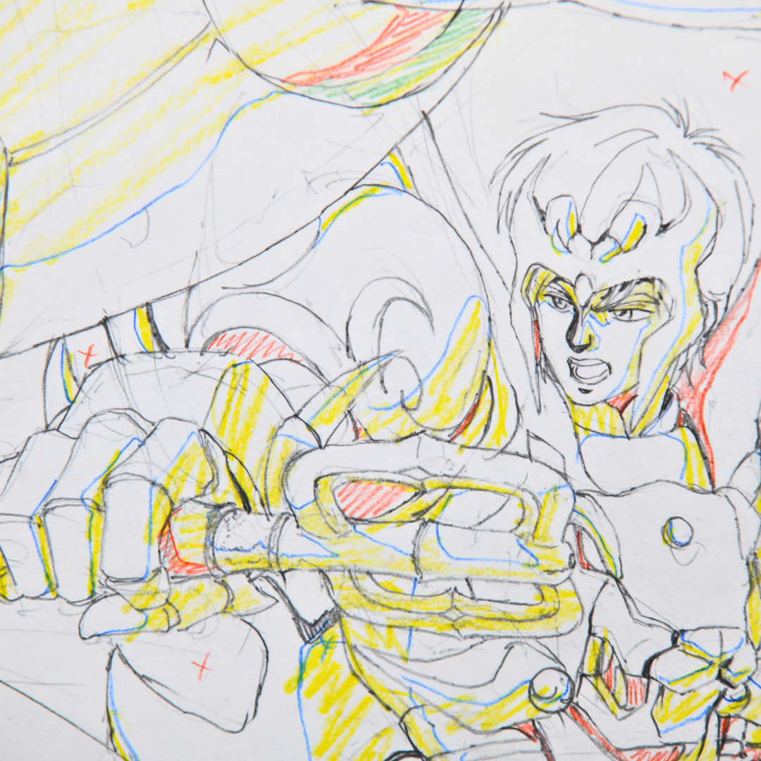 Shurato: The Legend of the Heavenly Sphere – Shurato Hidaka Battle Scene – original animation production artwork – detail 12