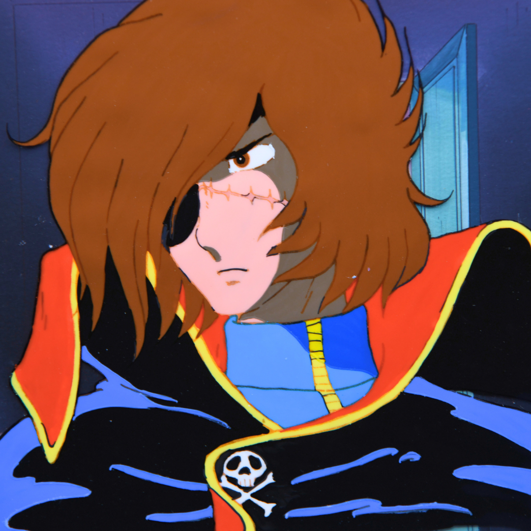 Captain Harlock - Captain Harlock Close Up - Original Production Anime Cel + Original Background