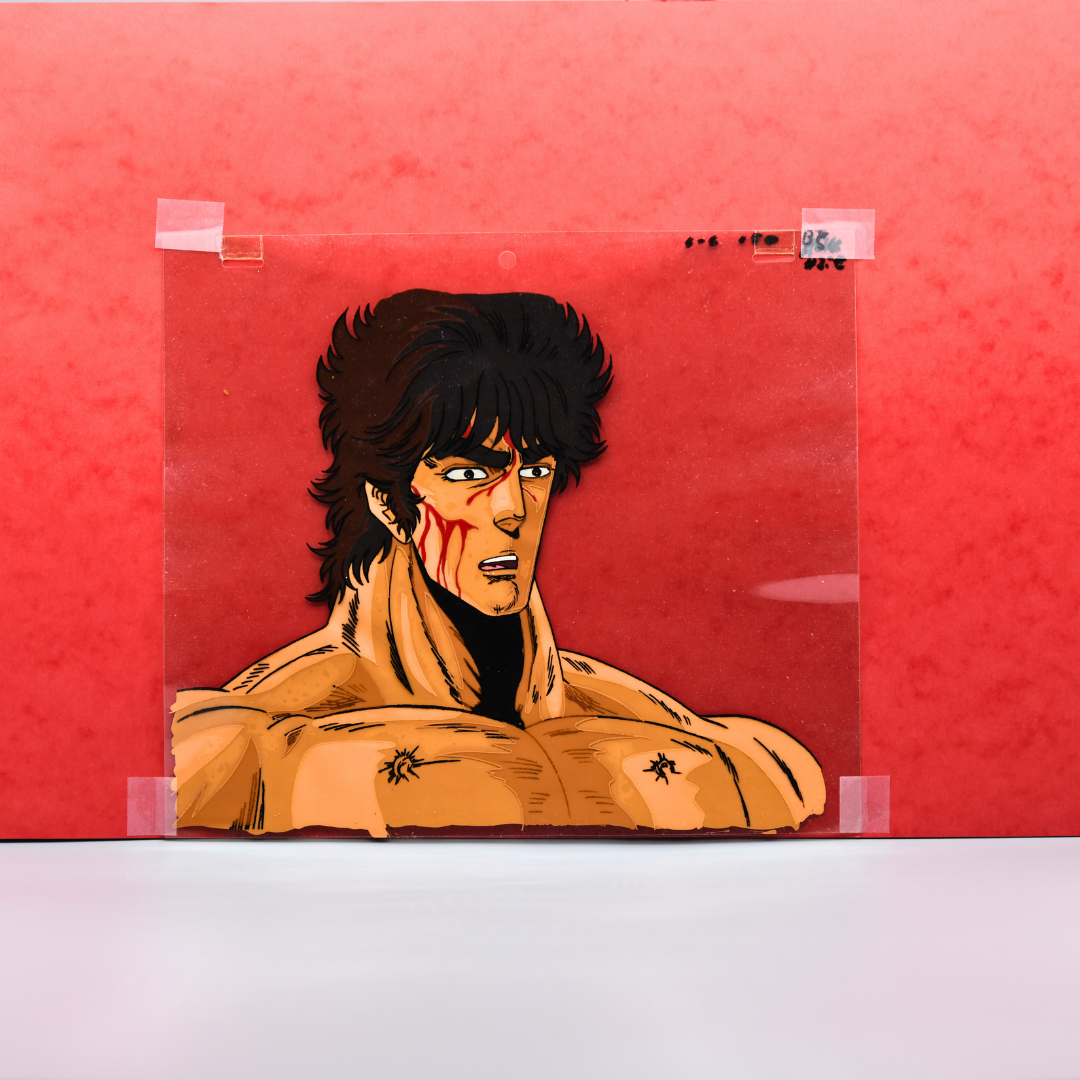 Hokuto no Ken Kenshiro Shoulder Shot Cel + Background Hokuto no Ken Kenshiro Shoulder Shot Cel + Background