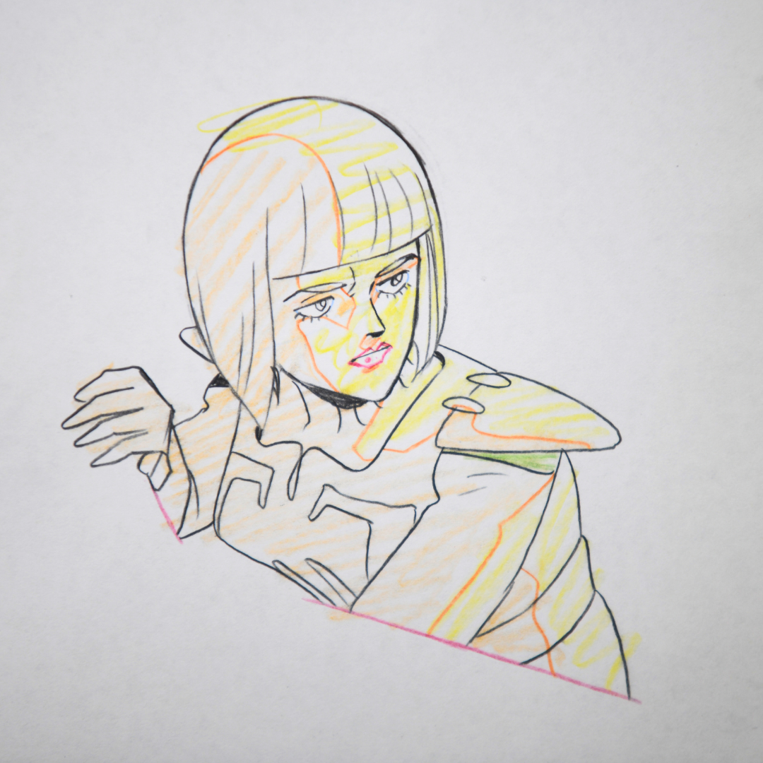 Aura Battler Dunbine – Shot Weapon & Muisy Por in Spaceship – original animation production artwork – detail 6