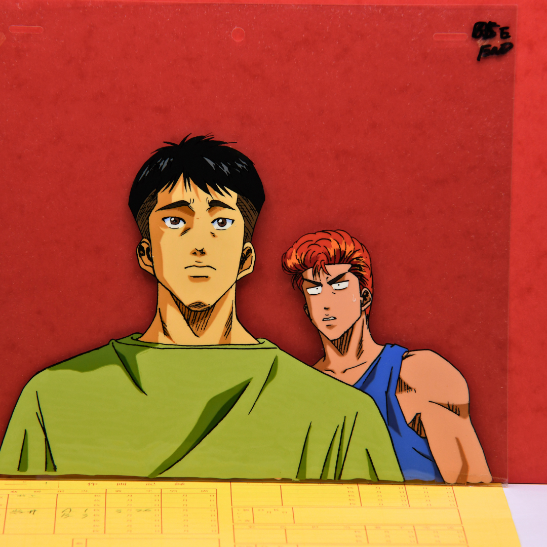 Slam Dunk - Sakuragi Hanamich and Yasuharu Yasuda - Original Production Anime Cels (2 Layers)+ 2 Dougas + Studio Shot List