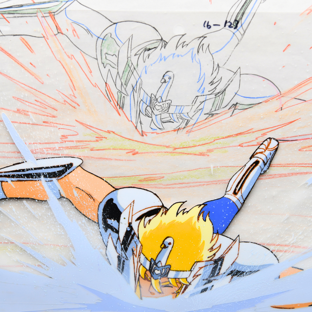 Saint Seiya – Hyoga Hitting the Ground – original animation production artwork