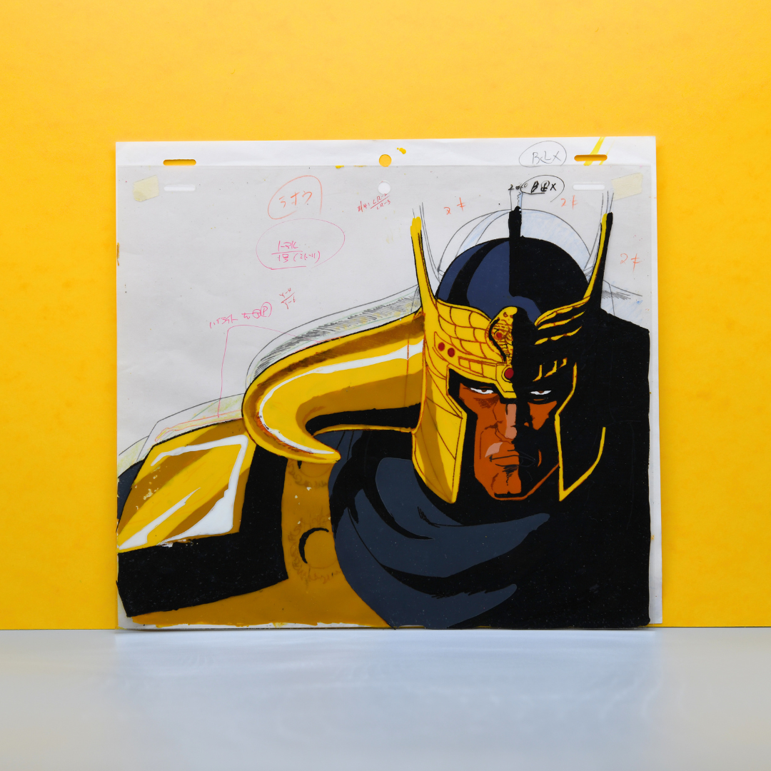 Fist of the North Star (Hokuto no Ken) – Raoh with Helmet – Original Animation Cel and Douga (Stuck) (Toei Animation, 1987)