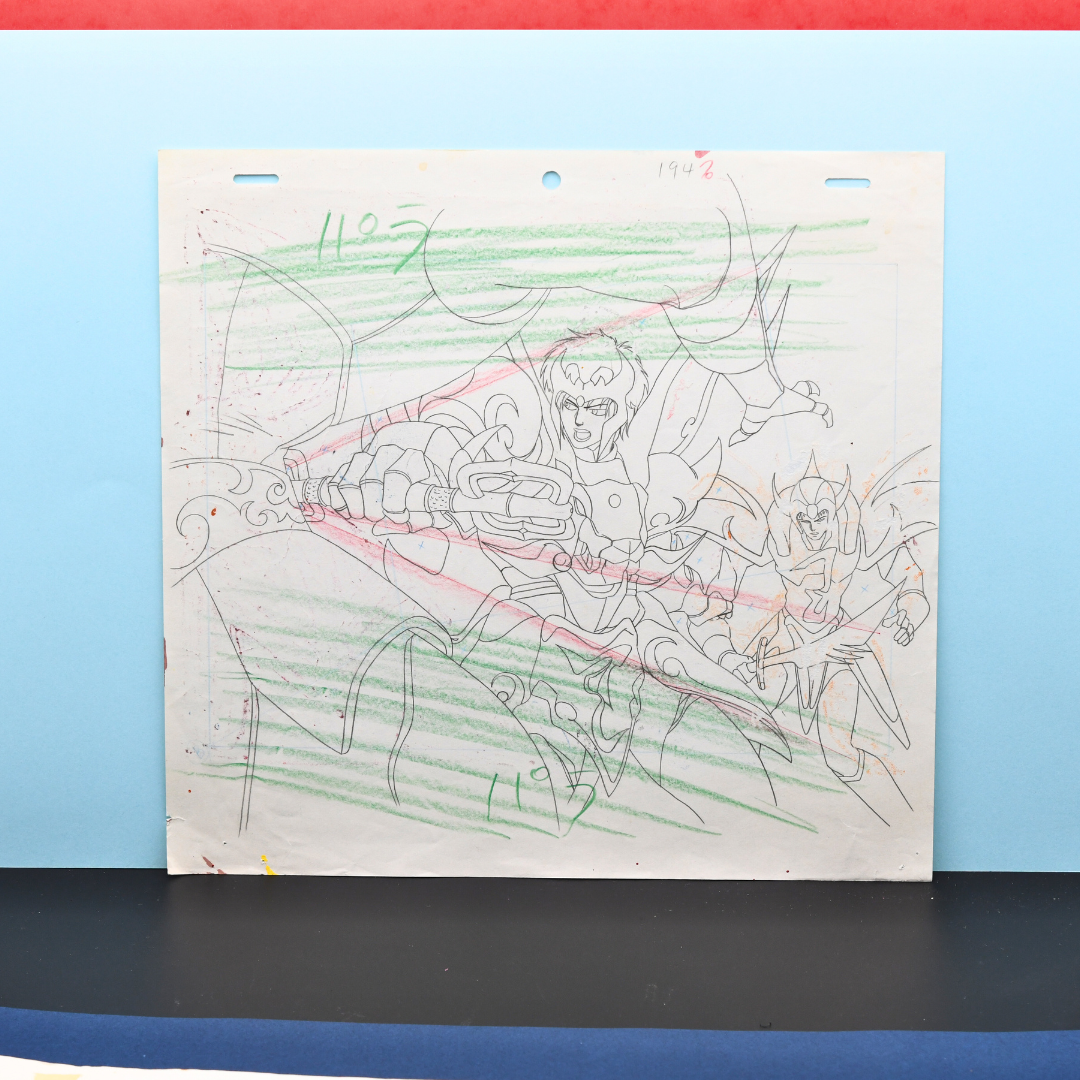 Shurato: The Legend of the Heavenly Sphere – Shurato Hidaka Battle Scene – original animation production artwork – detail 13