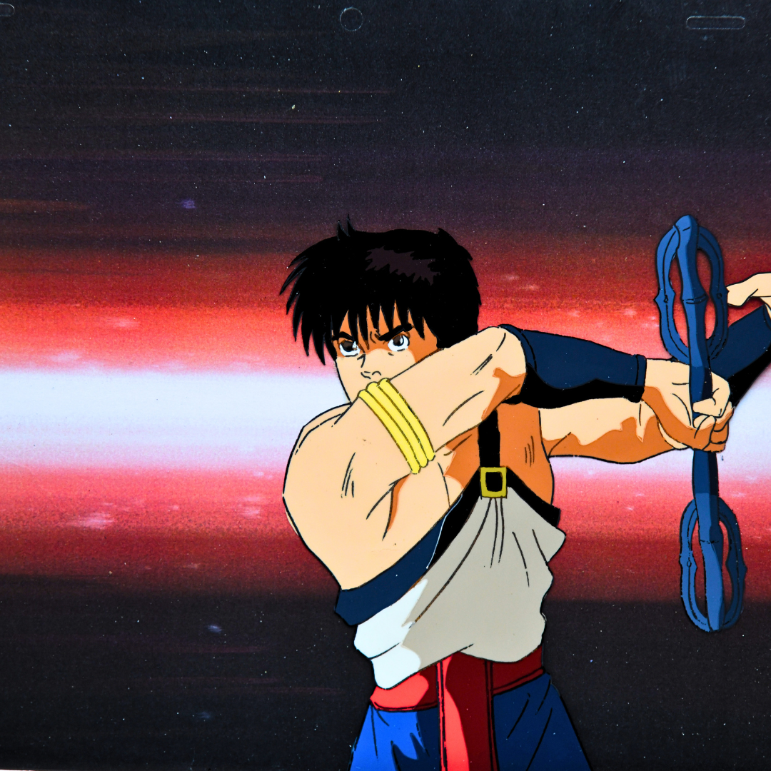 Shurato: The Legend of the Heavenly Sphere – Shurato Hidaka Holding His Vajra – original animation production artwork