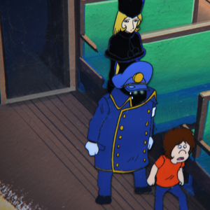 Galaxy 999 + Tetsuro, Maetel and the Train Captain - Original Production Cel Anime  + Original Background