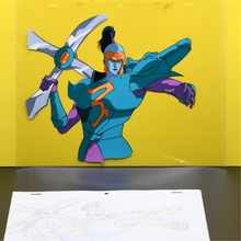 Load image into Gallery viewer, Shurato - Antela with weapon - Original Production Anime Cel and Douga + Background