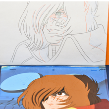 Load image into Gallery viewer, Captain Harlock - Captain Harlock Close Up - Original Production Anime Cel + Douga + Original Background and Studio Envelope