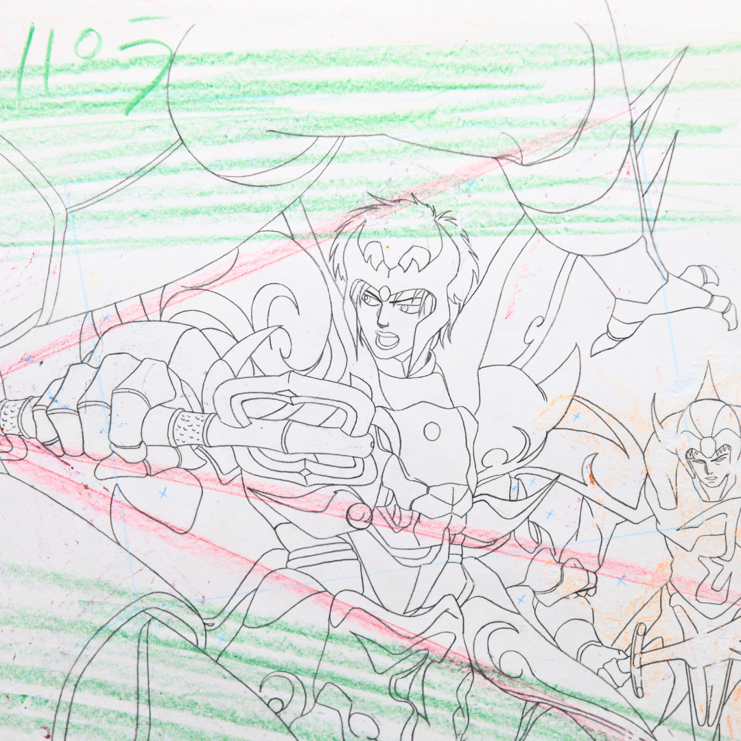Shurato: The Legend of the Heavenly Sphere – Shurato Hidaka Battle Scene – original animation production artwork – detail 14