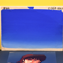 Load image into Gallery viewer, Fist of the North Star - Kenshiro Close-Up: Fire in the Eyes on Blue Sky - Original Animation Cel and Background