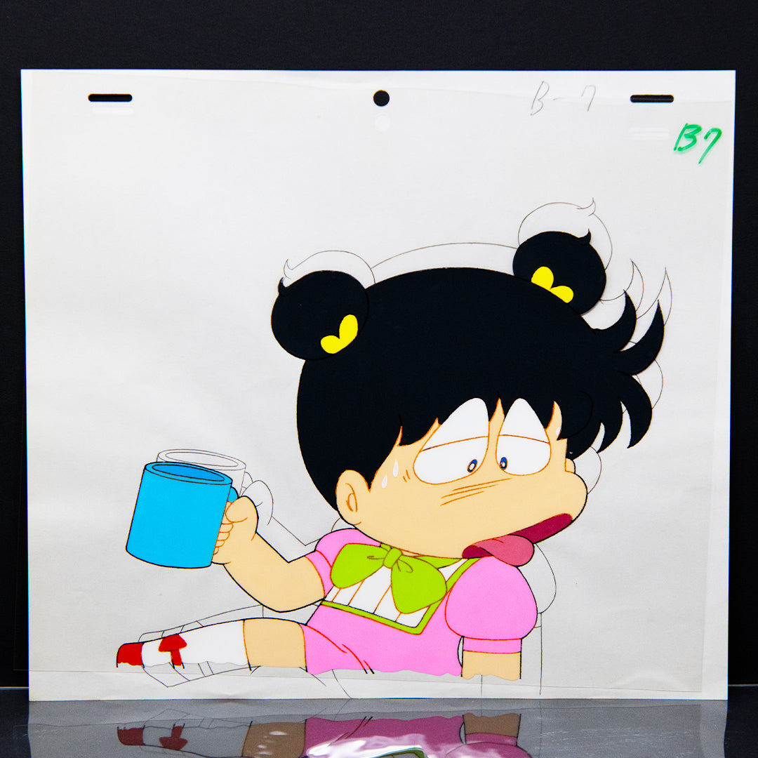 Asari Chan - Drinking Coffee - Original Production Cel Anime + Douga Stuck