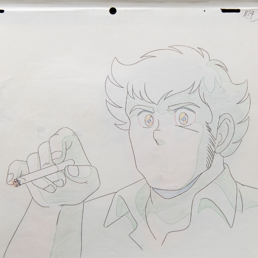 Blue Sonnet – Kiryuu Jin Smoking – original animation production artwork – detail 6