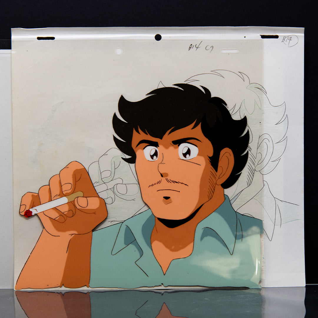 Blue Sonnet – Kiryuu Jin Smoking – original animation production artwork – detail 2